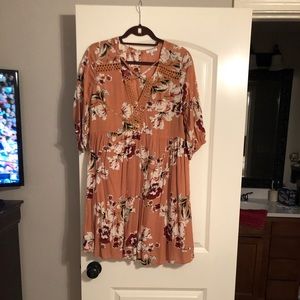 Peach floral dress